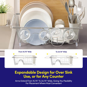 Utensil holder clips onto the rack to keep flatware organized while air drying.