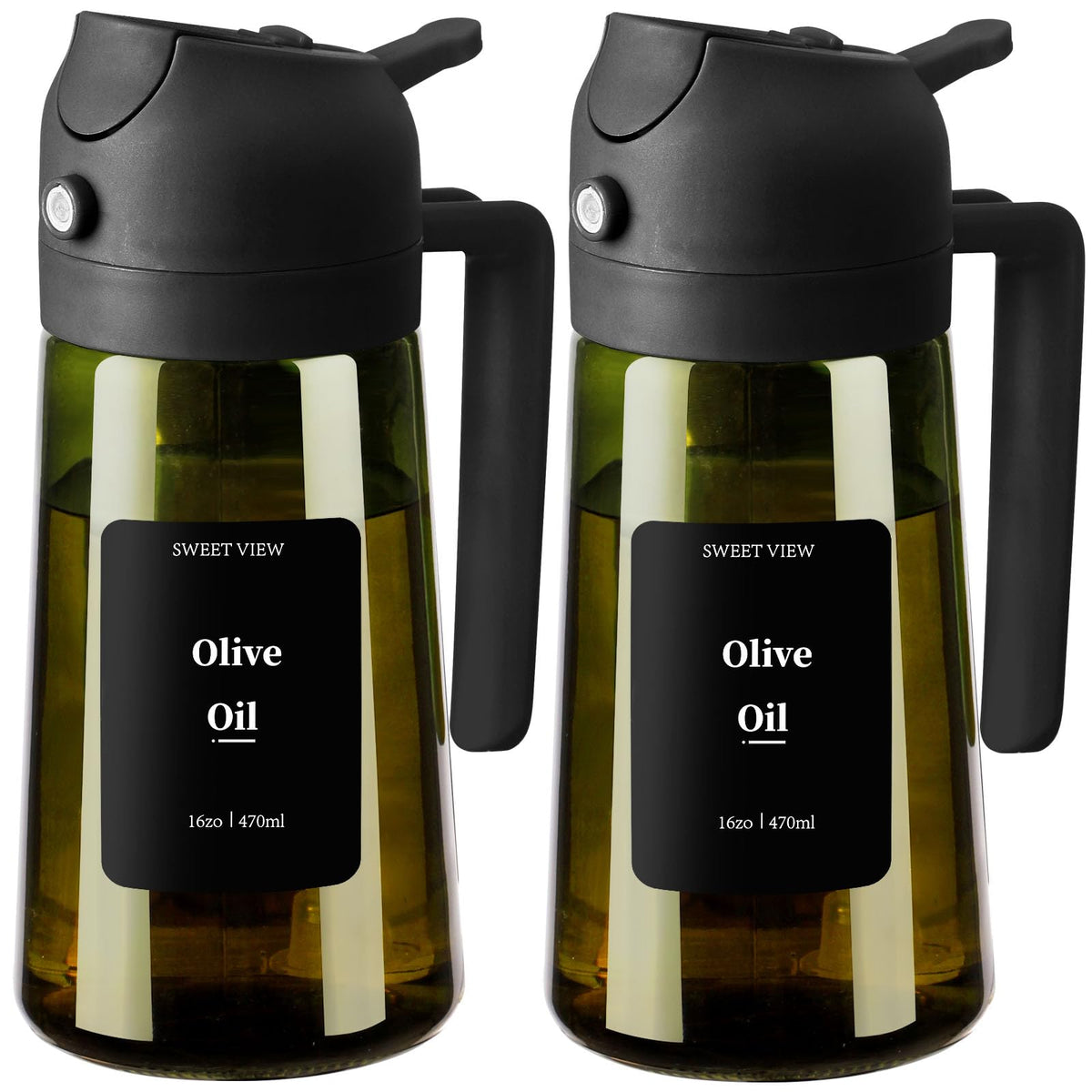 Sweet View olive oil dispenser bottle with 16oz glass for controlled pouring