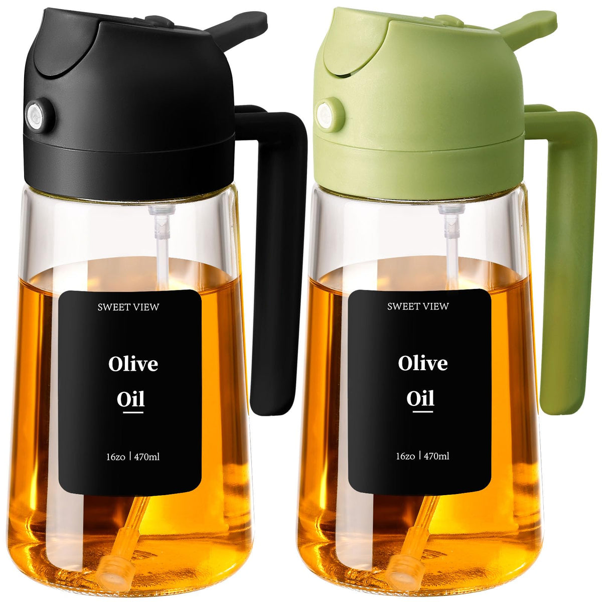 Sweet View olive oil sprayer front view for precise pouring and easy monitoring.