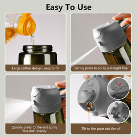 SWEET VIEW olive oil sprayer delivers a fine mist for even coating