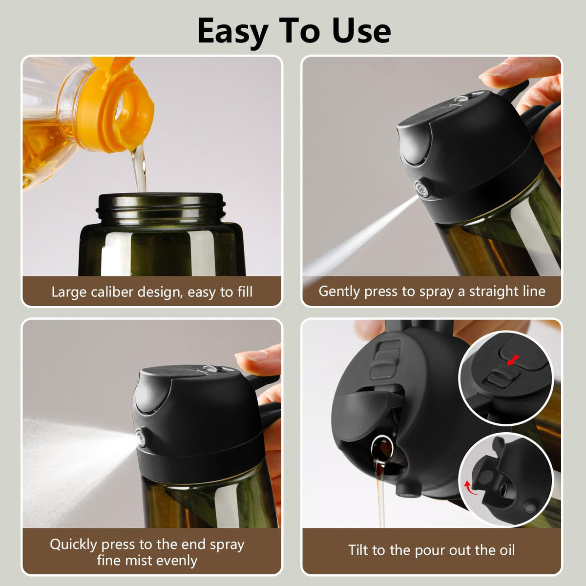 SWEET VIEW pour-spout bottle used for precise oil pours during grilling.