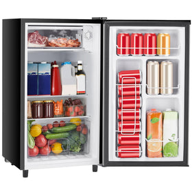 Sweetcrispy 3.2 cu ft mini fridge front view shows compact design for dorms and offices.