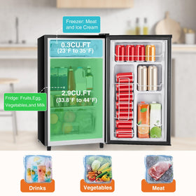 Sweetcrispy mini fridge interior with adjustable shelves for organized storage.