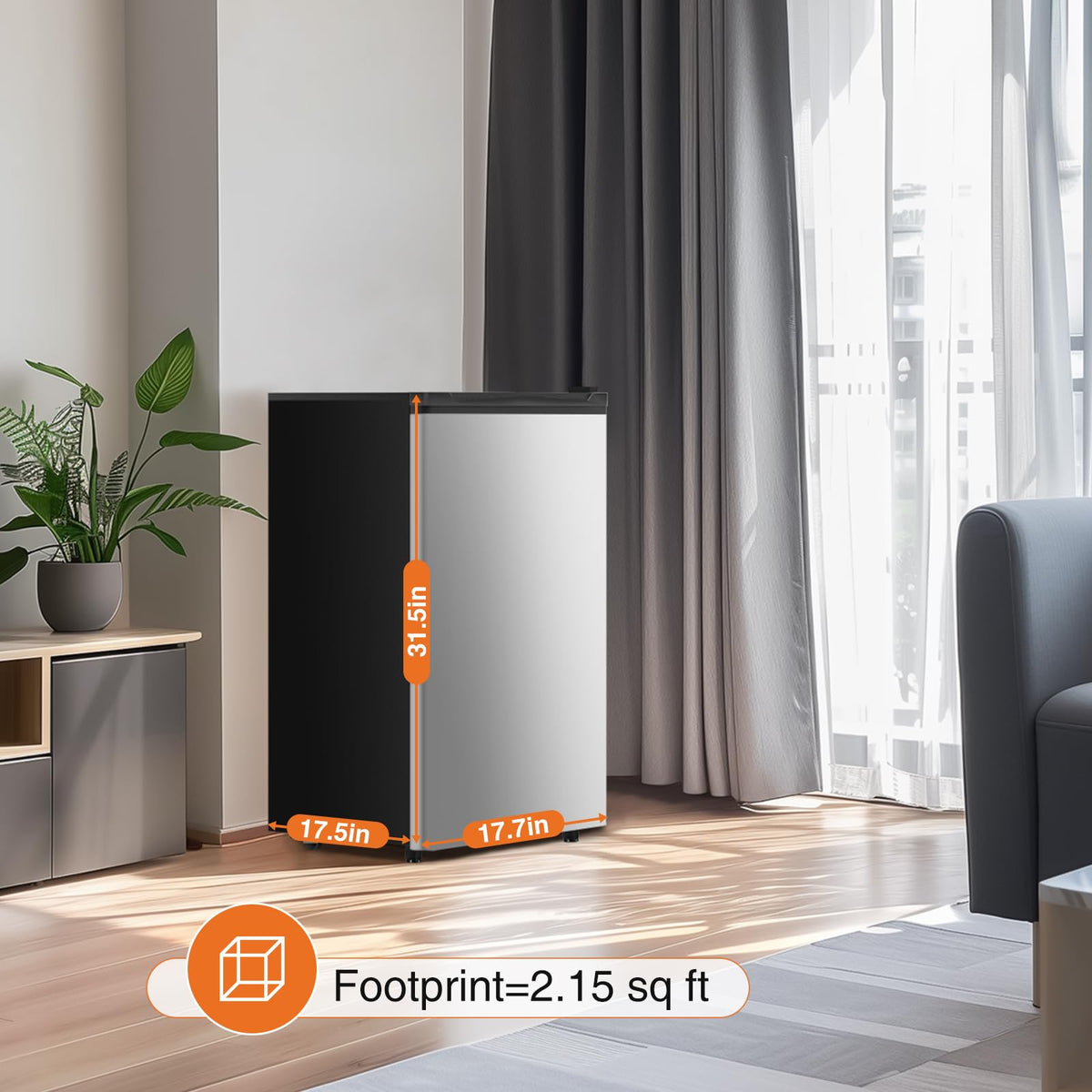 Sweetcrispy silver fridge with freezer compartment highlights versatile cold storage for beverages and treats.