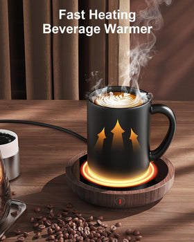 Sweetfull coffee mug warmer with 3-temp settings highlights precise temperature control for various beverages.