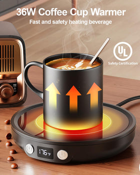 Sweetfull Mug Warmer digital display shows precise 176°F for temperature control.