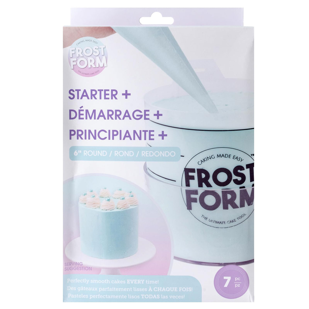 Sweetshop Frost Form 6-inch base provides sturdy support for tall cakes.