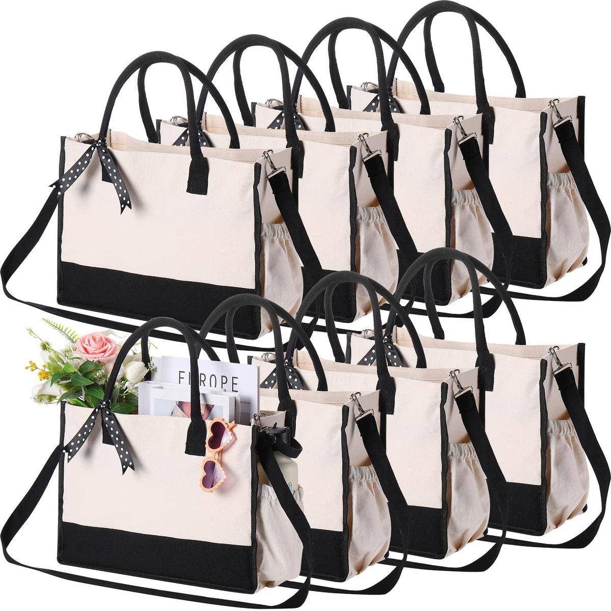 Sweetude canvas tote bag with zipper opening for secure daily use