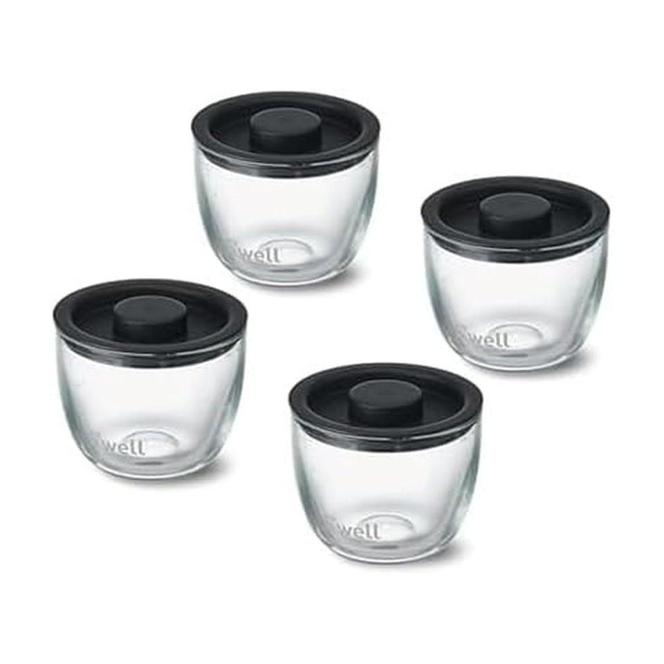 S'well 12oz glass prep bowls nested inside the 21.5oz Eats container for space-saving organization.