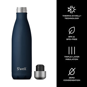 S'well Azurite bottle opening shows wide mouth for ice cubes.