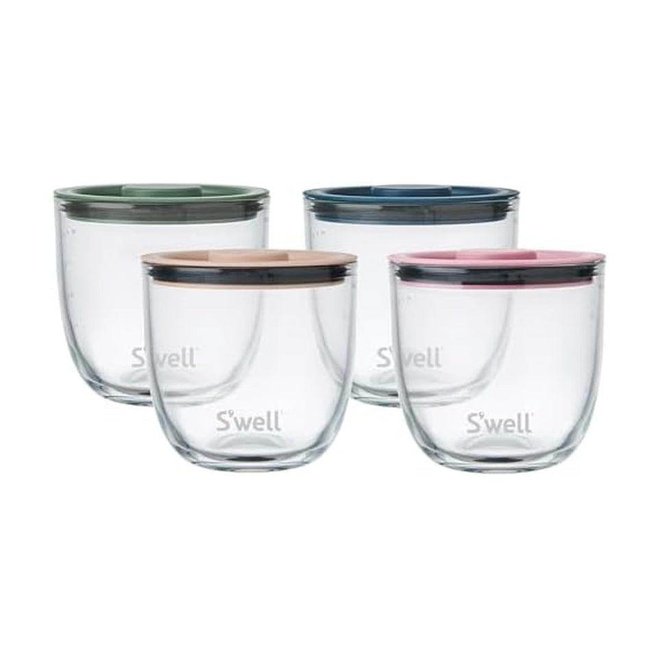 S'well glass prep bowls in vintage pastels with 16oz capacity for organized meal prep.