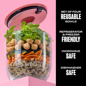 Swell glass bowls with leak-resistant lids for on-the-go meals