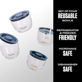 S'well glass prep bowls with leak-resistant lids for mess-free storage.