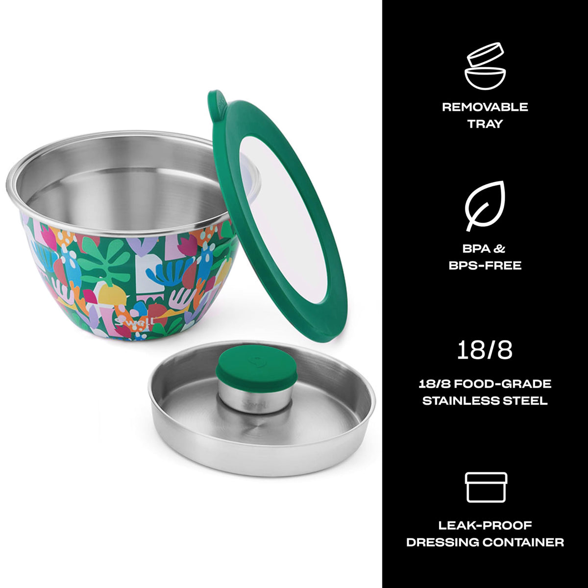 S'well leakproof lid ensures secure closure for on-the-go meals.