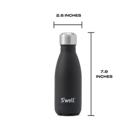 S'well Onyx 9oz bottle condensation-free exterior for comfortable grip.