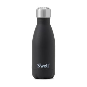 S'well Onyx 9oz bottle top view, showcasing sleek design and cold-holding potential.