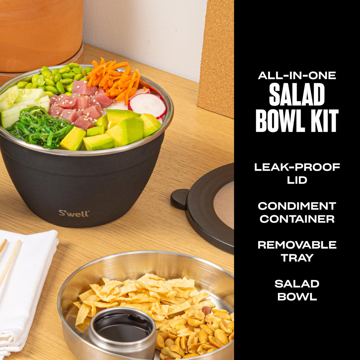 S'well removable tray highlighting space for toppings and utensils.