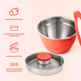 Removable tray keeps toppings organized for quick meal assembly