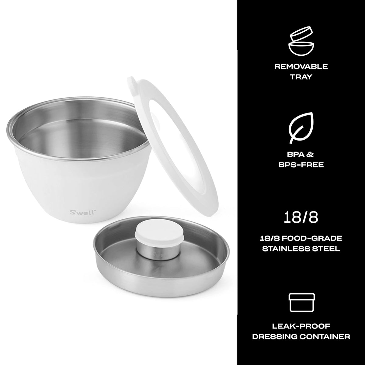 Removable tray helps keep utensils and extras neatly organized