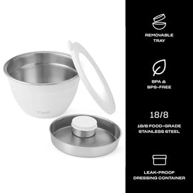 Removable tray helps keep utensils and extras neatly organized