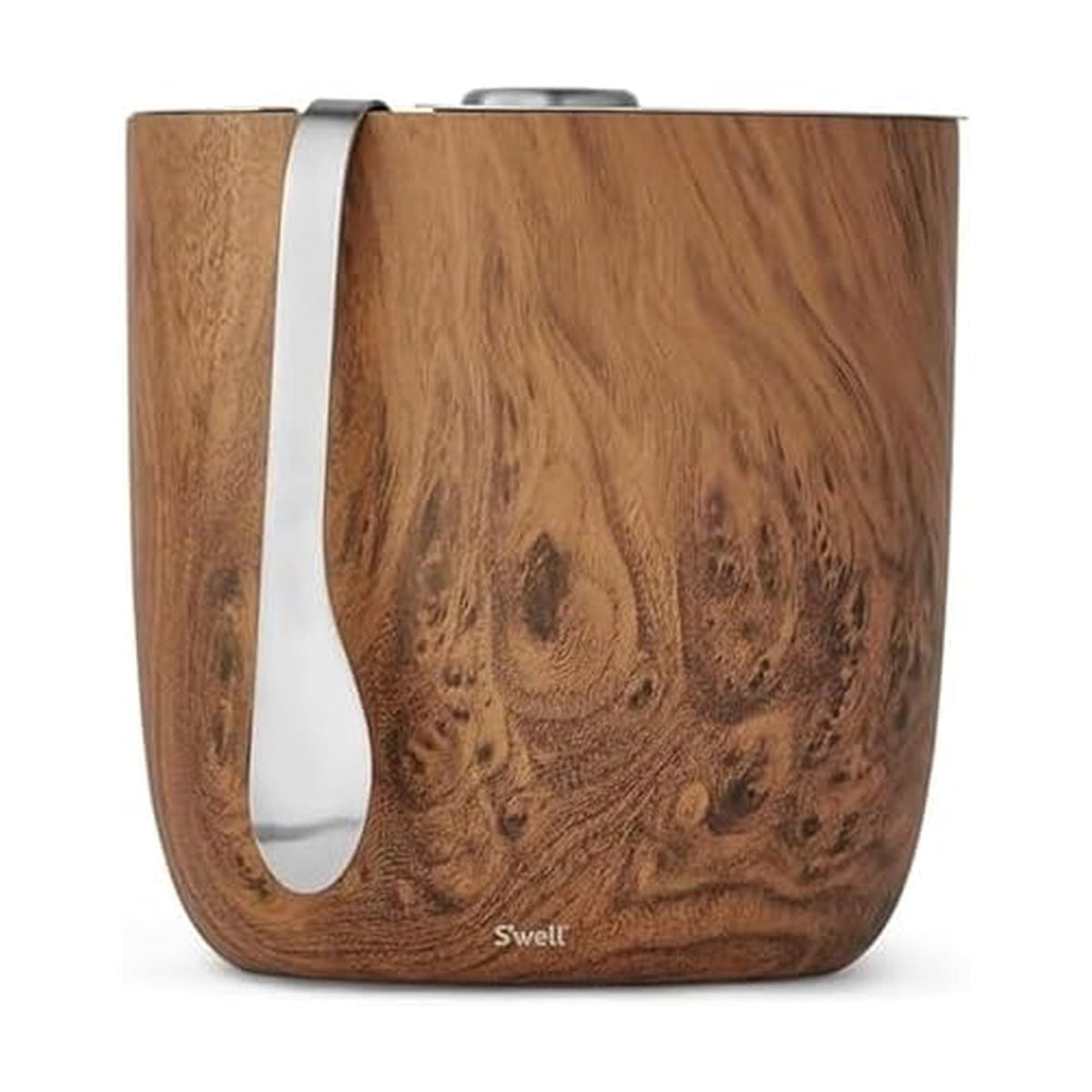 S’well teakwood ice bucket with warm finish keeps ice cold for entertaining.