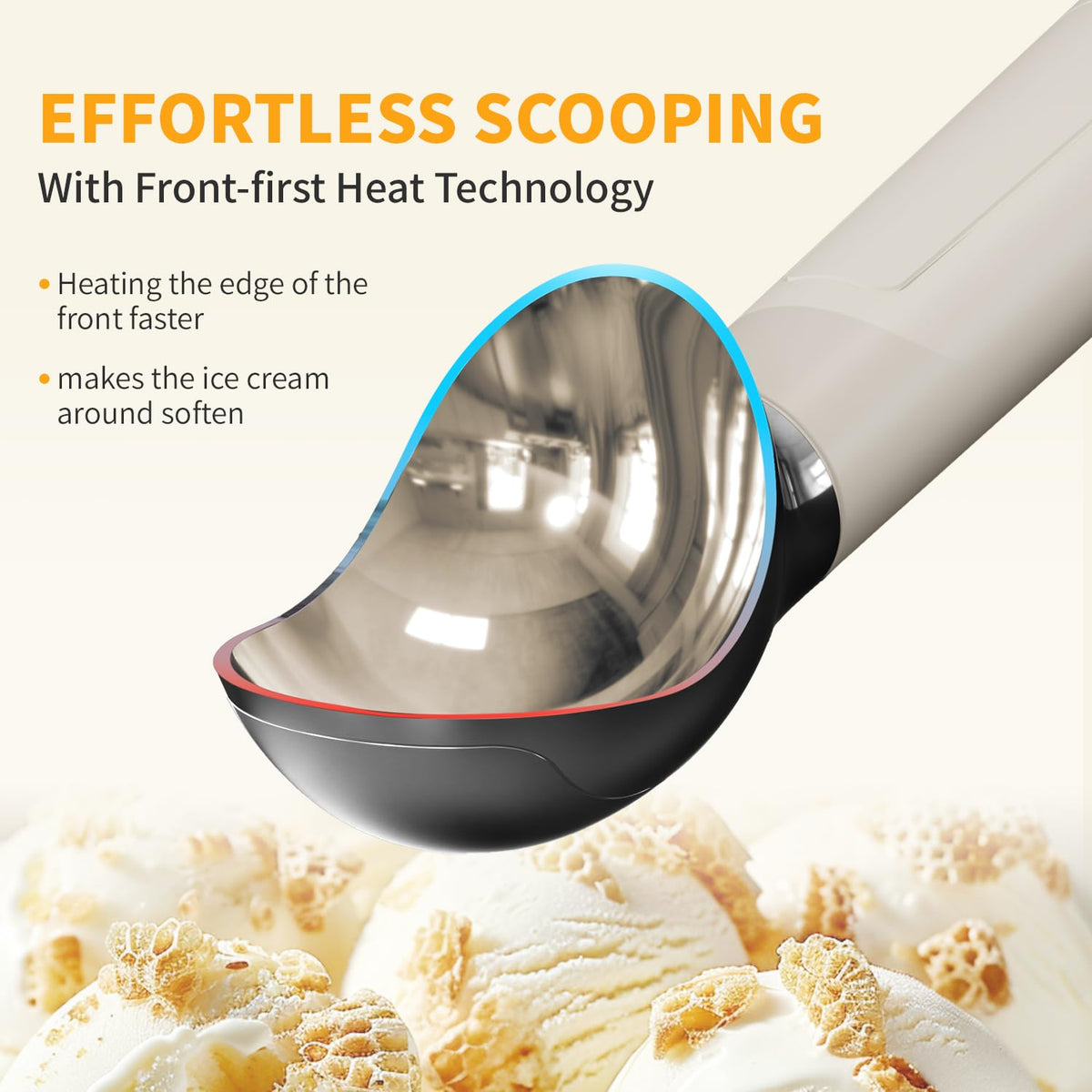 SWEYOUTH heated scoop edge warming for easier hard ice cream.
