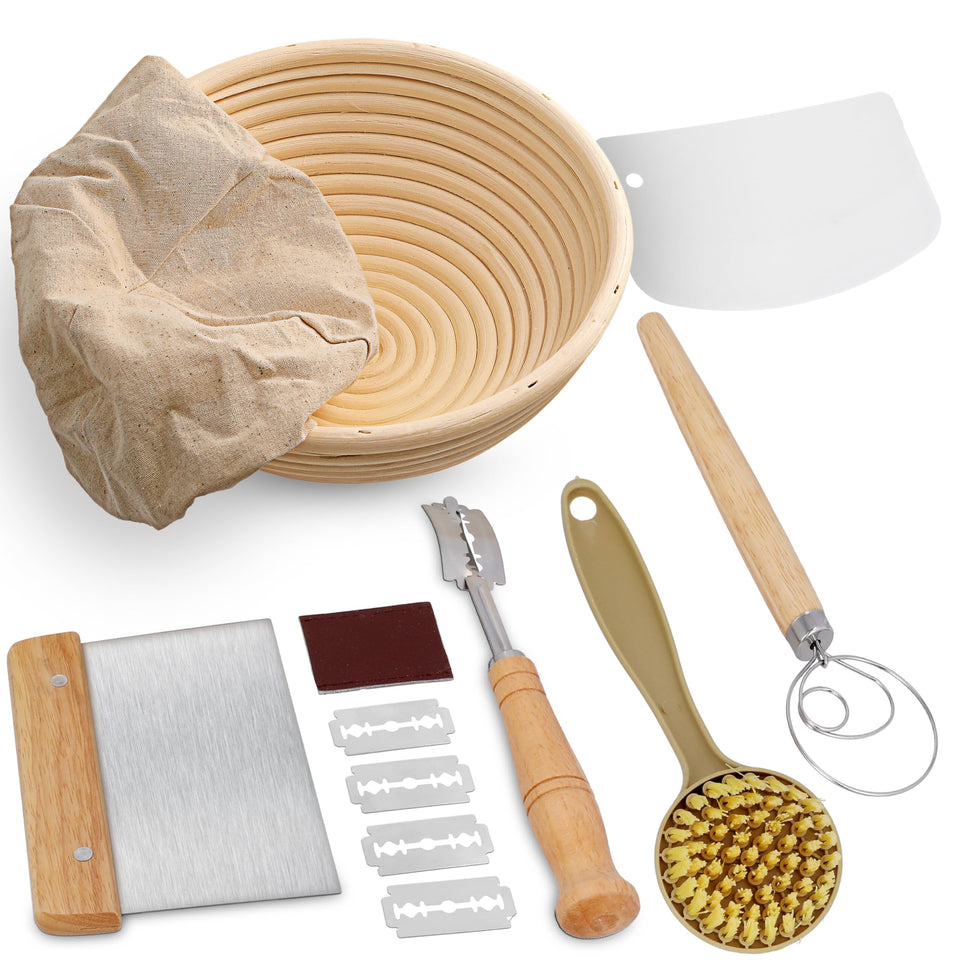 Swice bread-proofing basket round 9-inch for shaping classic loaves with even texture.