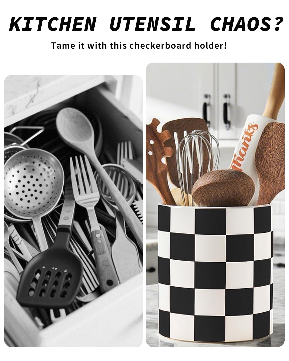 Swicken utensil holder makes a thoughtful gift for home cooks and decor lovers.