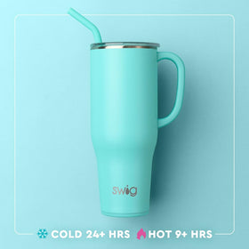 Swig Life Wanderlust 40oz tumbler with splash lid for controlled sipping