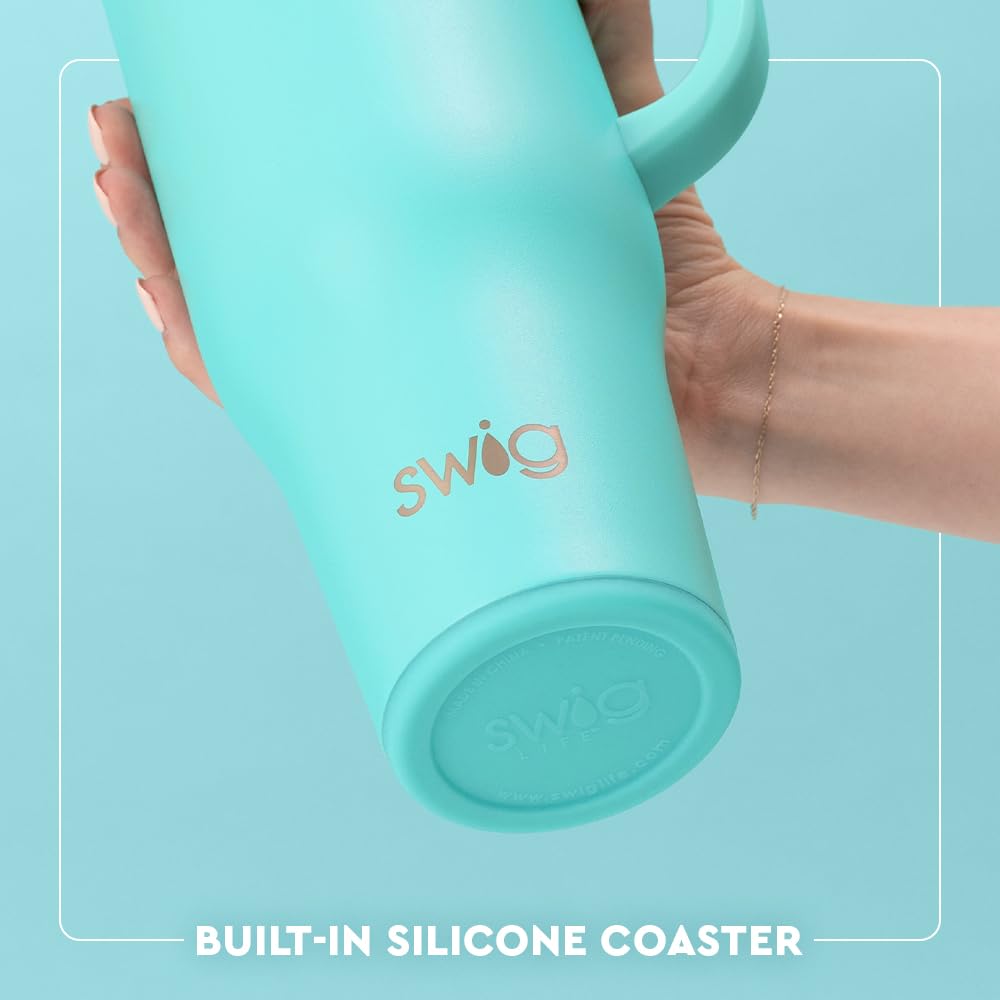 Swig Life Wanderlust 40oz tumbler in a stainless steel finish