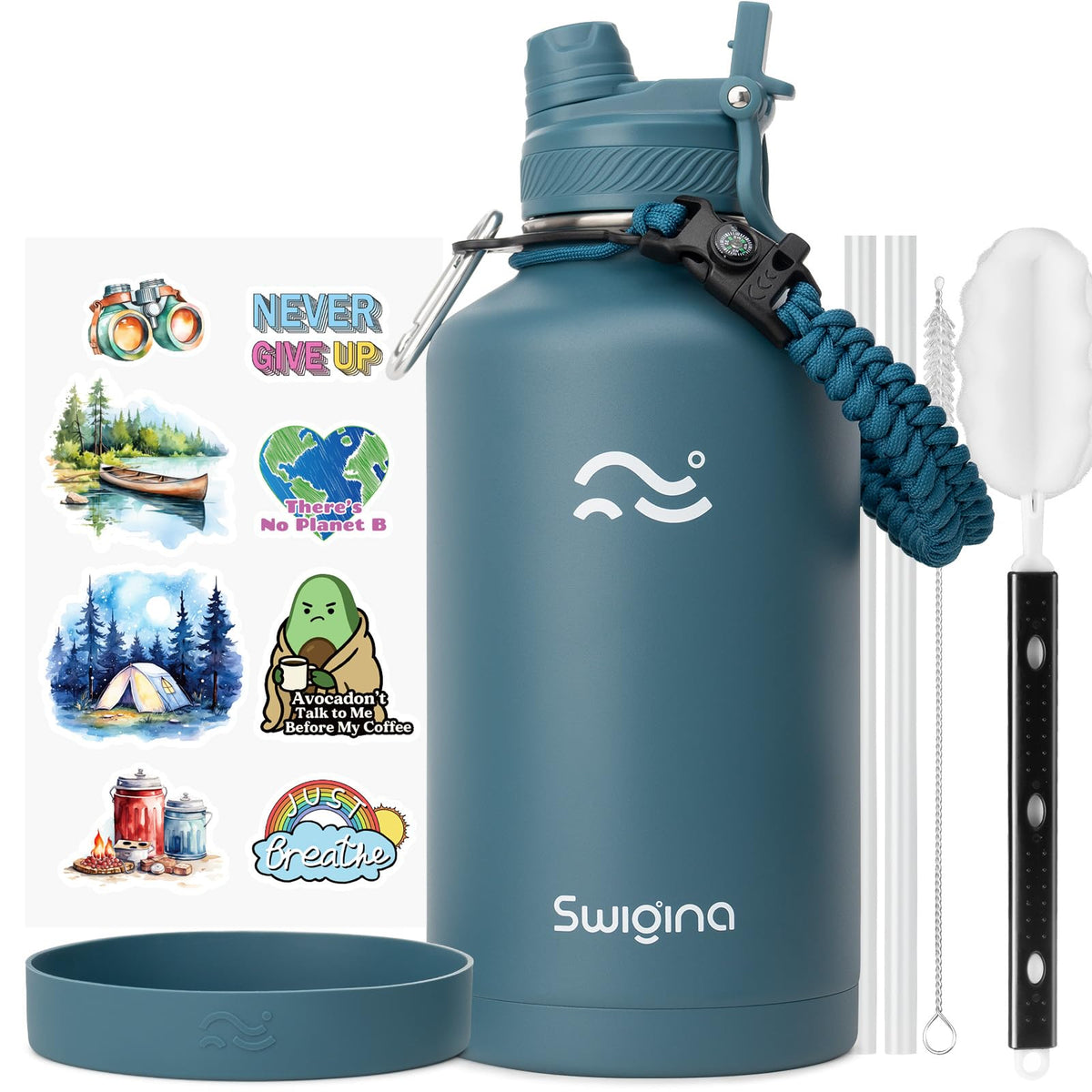 Swigina 2in1 lid 64oz bottle for on-the-go sipping and easy switching.