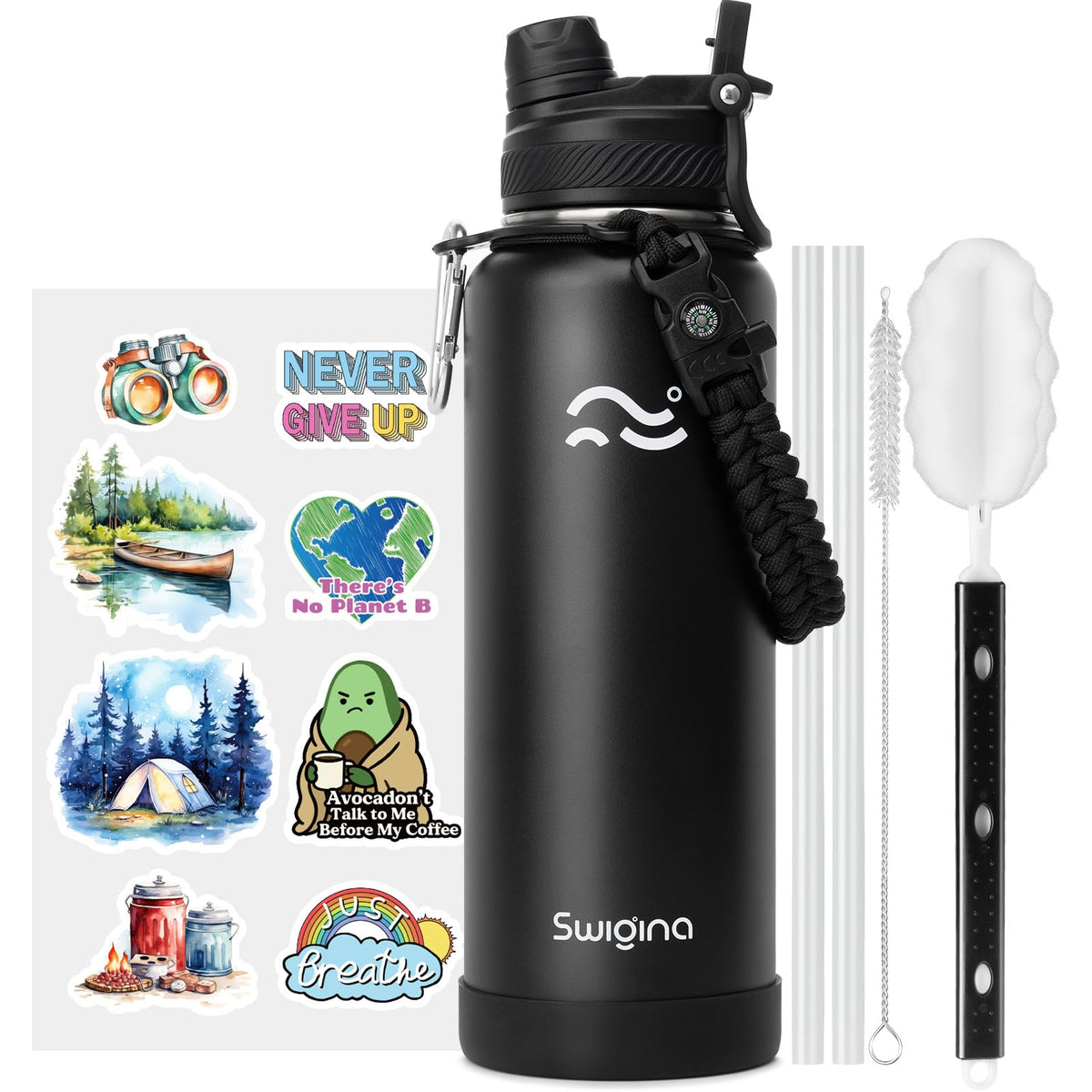 Swigina 2in1 lid straw close-up for gym sipping on the go.