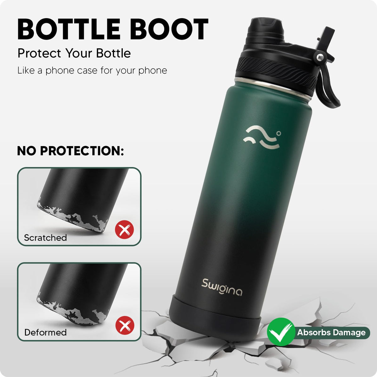 Swigina bottle features waterproof vinyl stickers for stylish, residue-free customization.
