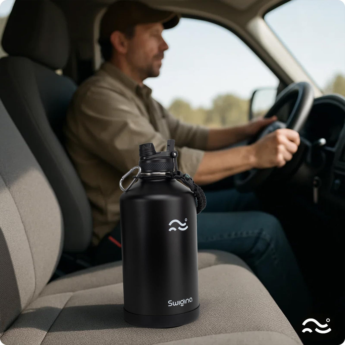 Swigina BPA-free 18/8 stainless steel for safe hydration.