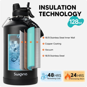 Swigina double-wall insulation keeps drinks cold up to 48 hours.