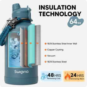 Swigina double-walled insulation helps keep beverages cold or hot longer.