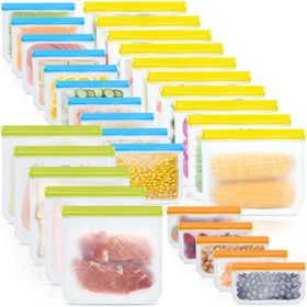 Swihorab 30 pack silicone bags with airtight seal for leak proof storage