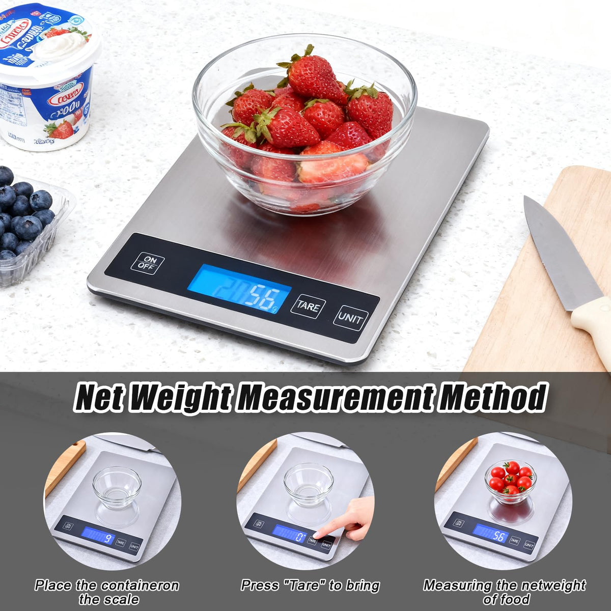 USB rechargeable swihorab scale for cable-free kitchen use