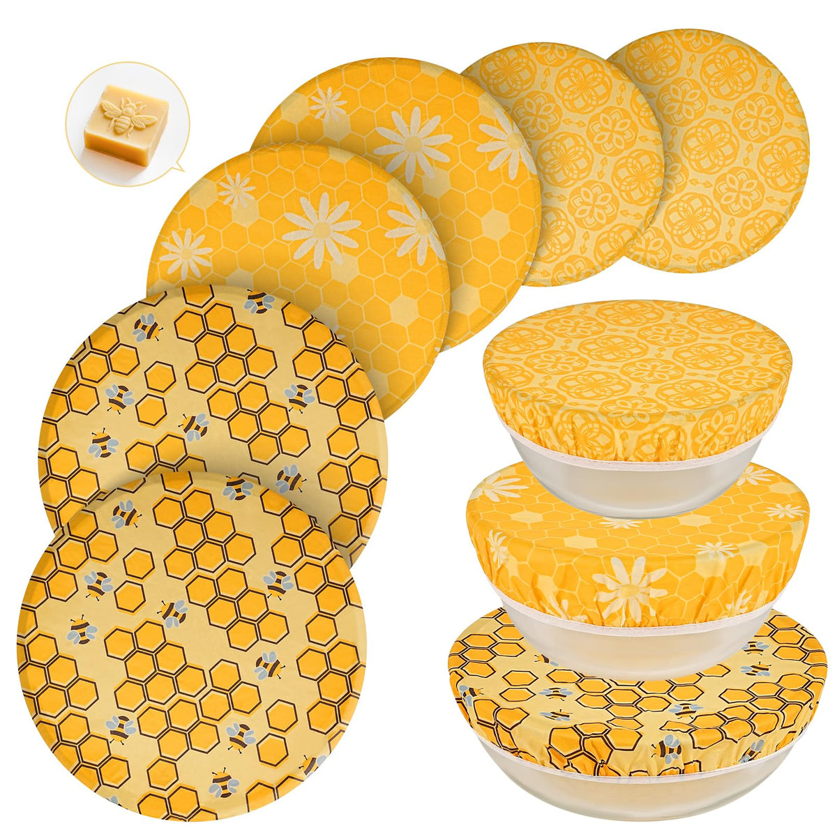 Swiscena beeswax bowl cover 8in pattern A protects dough during proofing