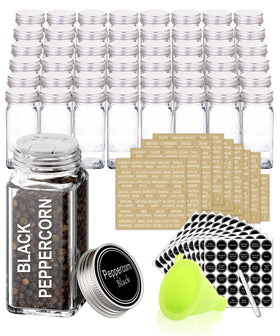 SWOMMOLY 48-square glass spice jars for organized pantry