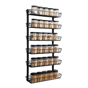 SWOMMOLY adjustable wall-mount spice rack with stacked tiers for organized spices.