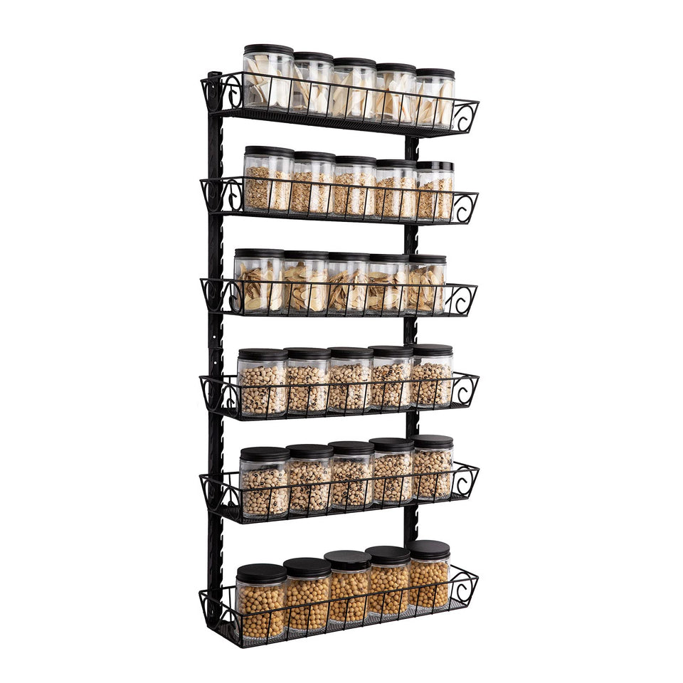 SWOMMOLY adjustable wall-mount spice rack with stacked tiers for organized spices.
