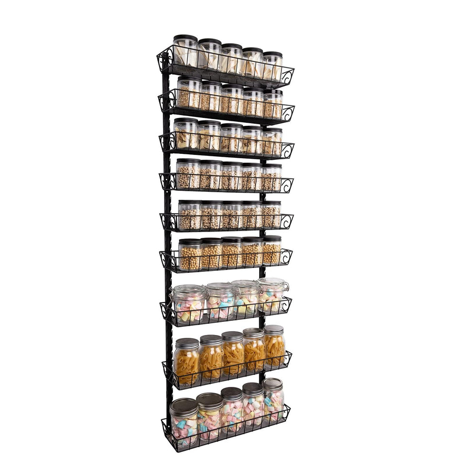 SWOMMOLY adjustable wall-mount spice rack 9-tier for organized spices