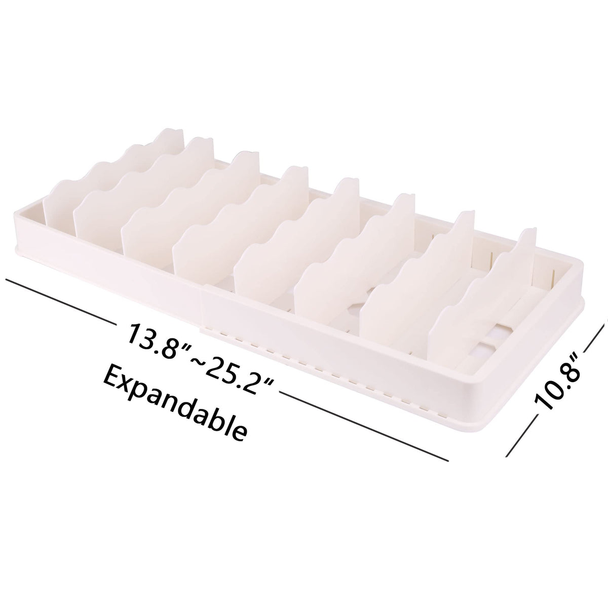 SWOMMOLY expandable lid organizer eight dividers separate lids by size for quick retrieval.