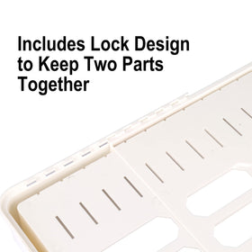 SWOMMOLY expandable lid organizer locked closure secures two parts for stable storage.