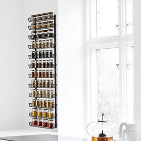 Inter-layer height adjustable shelves adapt to bottle heights.