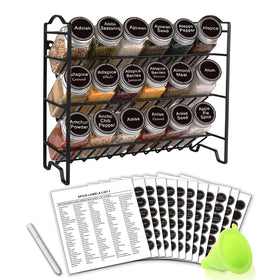 SWOMMOLY spice rack with 18 glass jars keeps spices neatly organized and accessible.