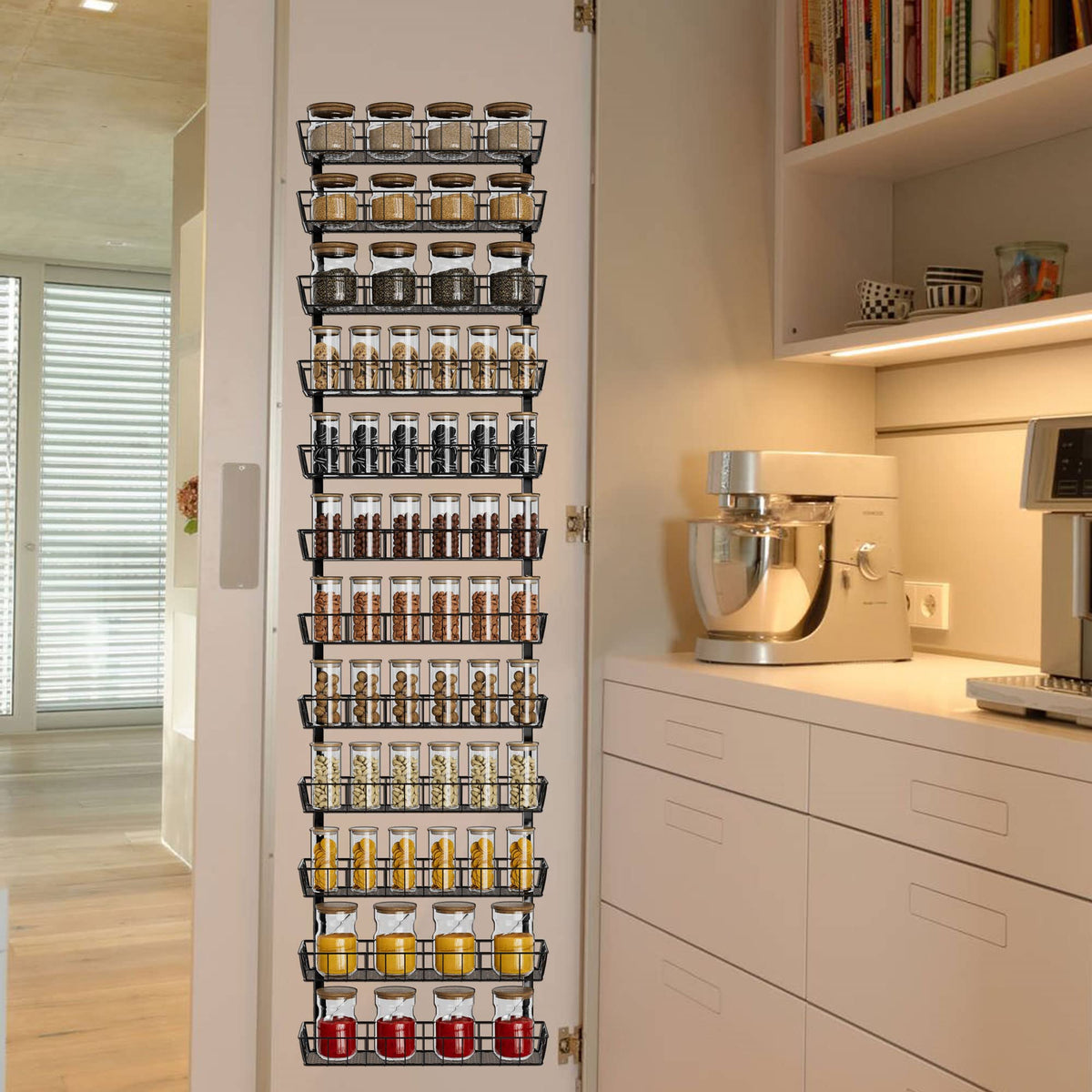 SWOMMOLY 12-tier design with adjustable shelves showing versatile storage options.