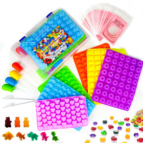 SWSHENR 112-piece gummy molds kit with storage box for organized candy making