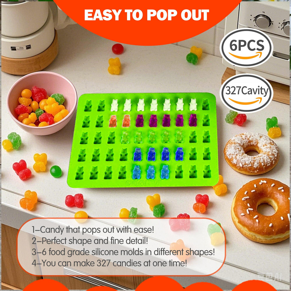 SWSHENR collection of 20 shapes including dinosaur, donut, and fruit molds